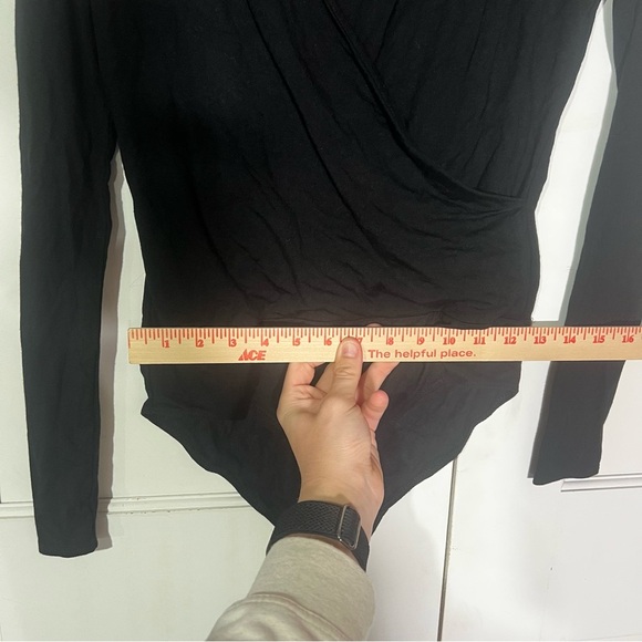 J. Crew Bodysuit Wrap Black Bodycon Modal Black Size Small - Picture 7 of 11